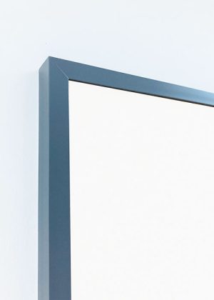 Dark grey framed magnetic white board