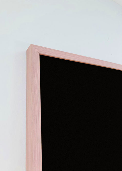 Pale pink framed magnetic black chalk board