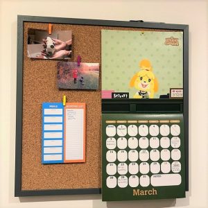 Notice board on wall