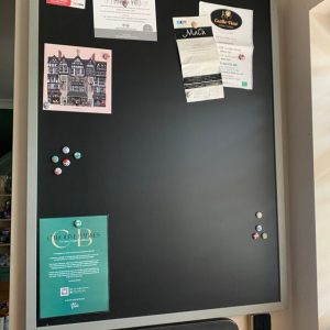 Notice board on wall